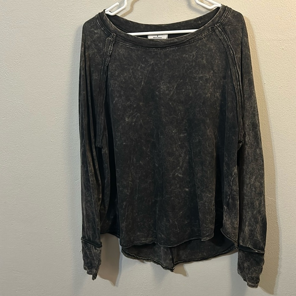 Oversized, acid wash long sleeve tee